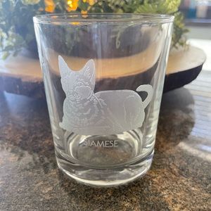 SAKOWITZ SIAMESE CAT RARE ETCHED GLASS CUP
